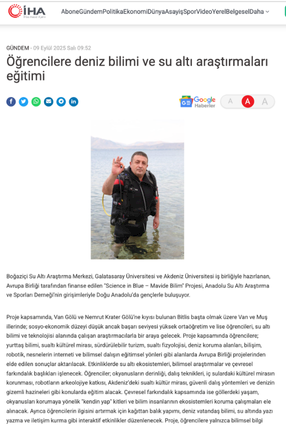 Öğrencilere deniz bilimi ve su altı araştırmaları eğitimi